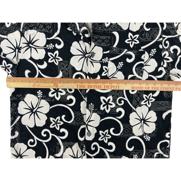 VTG Quiksilver Button Up Surfer Beach Hawaiian‎ Shirt Sz M Black - Picture 3 of 6